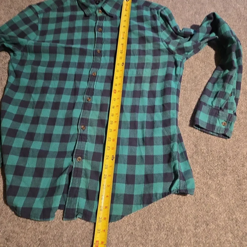 J.Crew Flannel Shirt Mens Large Green Plaid Long Sleeve Button Up Casual Pocket